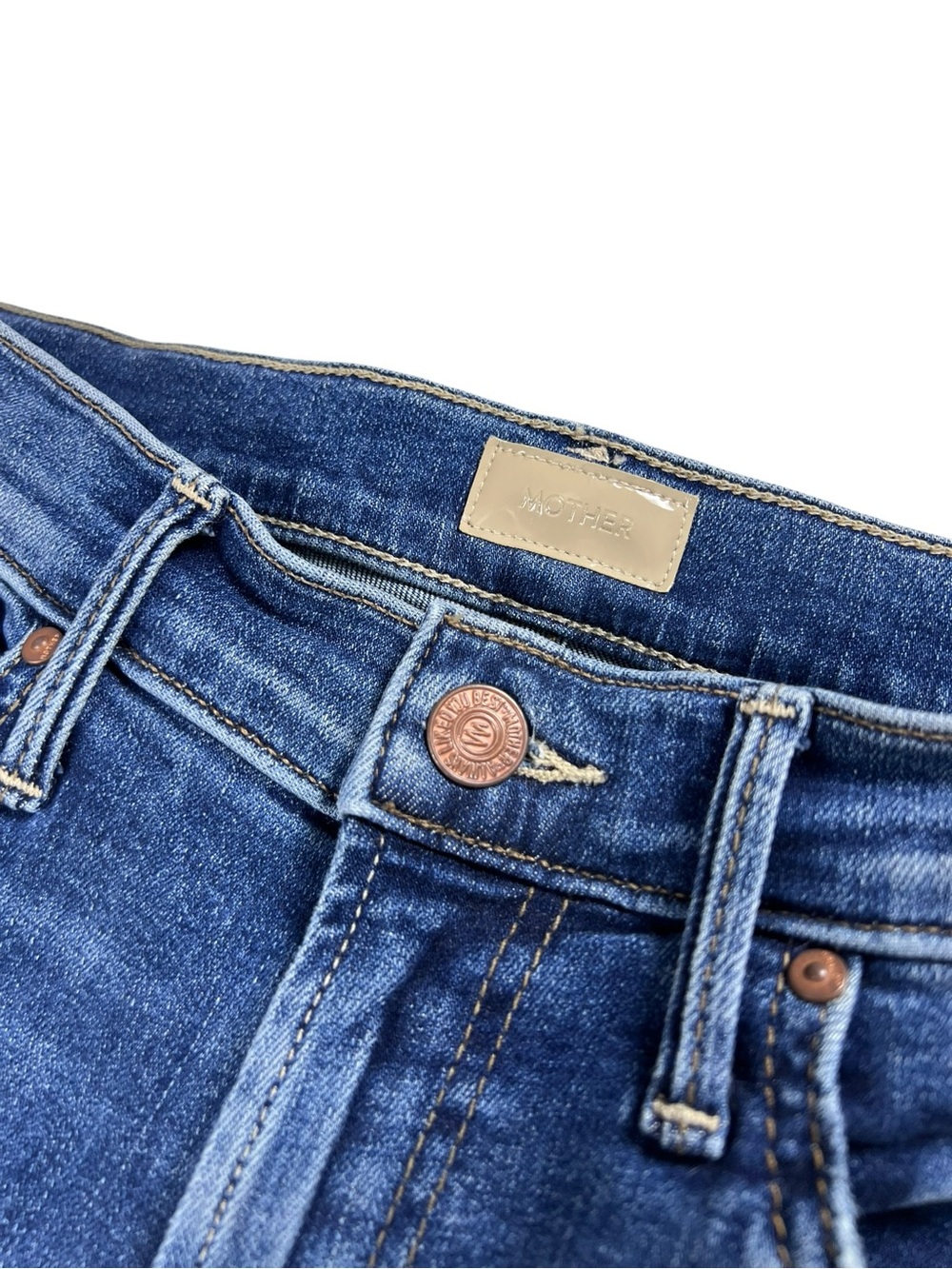 MOTHER The Outsider Sneak Blue Denim Mid-Rise Flare Jeans Size 26 EUC - Picture 7 of 14
